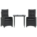 3 Piece Garden Dining Set with Cushions Black Poly Rattan