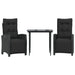3 Piece Garden Dining Set with Cushions Black Poly Rattan