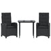 3 Piece Garden Dining Set With Cushions Black Poly Rattan