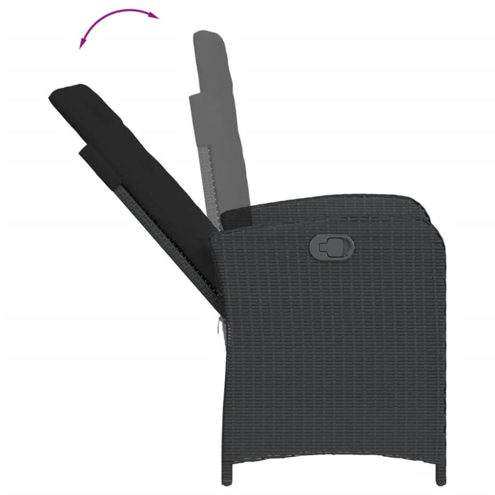 3 Piece Garden Dining Set With Cushions Black Poly Rattan