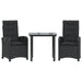3 Piece Garden Dining Set With Cushions Black Poly Rattan