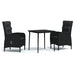 3 Piece Garden Dining Set with Cushions Black Tbkktlp