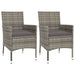 3 Piece Garden Dining Set With Cushions Grey Poly Rattan