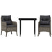 3 Piece Garden Dining Set With Cushions Grey Poly Rattan
