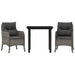 3 Piece Garden Dining Set With Cushions Grey Poly Rattan
