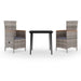 3 Piece Garden Dining Set with Cushions Grey Tbkkaak