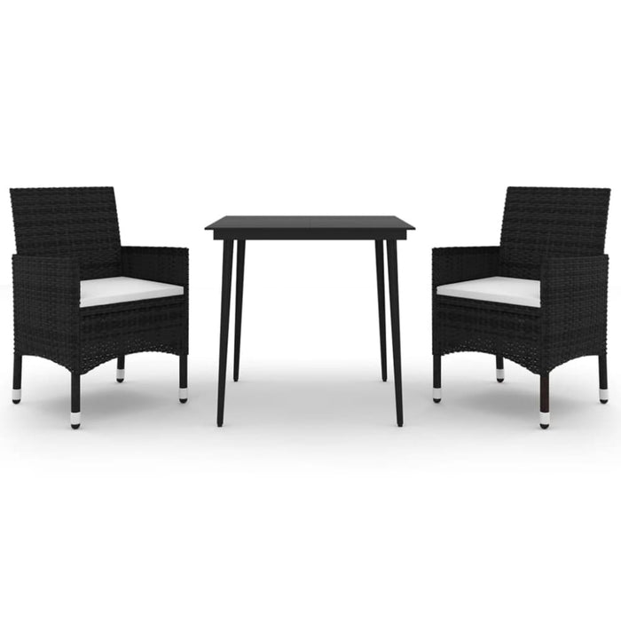 3 Piece Garden Dining Set with Cushions Poly Rattan