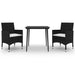3 Piece Garden Dining Set with Cushions Poly Rattan