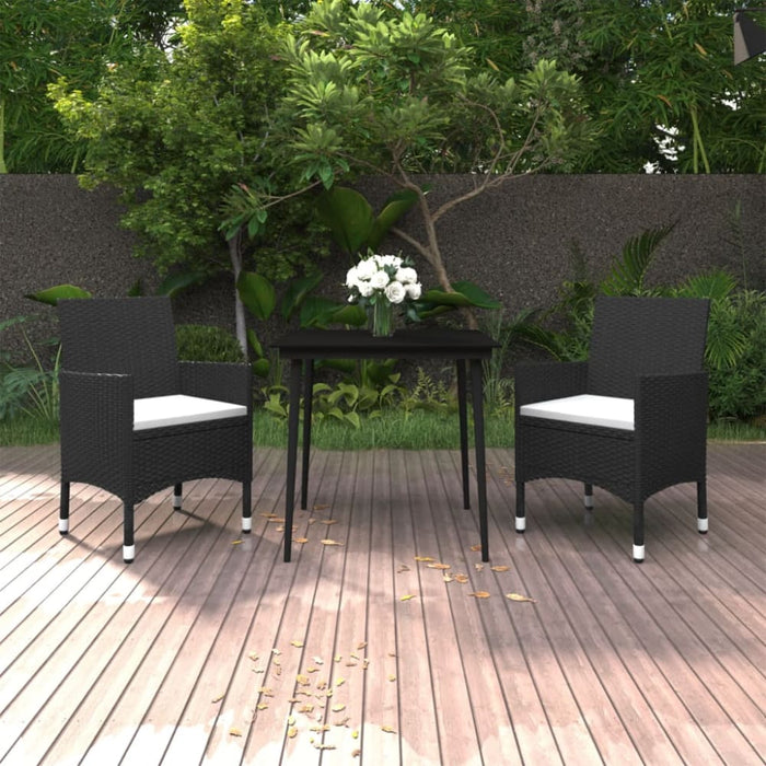 3 Piece Garden Dining Set with Cushions Poly Rattan