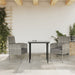 3 Piece Garden Dining Set Grey And Black Poly Rattan Steel