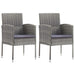3 Piece Garden Dining Set Grey And Black Poly Rattan Steel