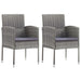 3 Piece Garden Dining Set Grey And Black Poly Rattan Steel