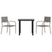 3 Piece Garden Dining Set Grey And Black Poly Rattan Steel