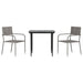 3 Piece Garden Dining Set Grey And Black Poly Rattan Steel