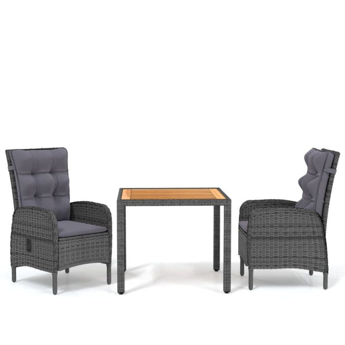 3 Piece Garden Dining Set Poly Rattan Grey Tbpnakk