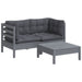 3 Piece Garden Lounge Set with Anthracite Cushions Pinewood
