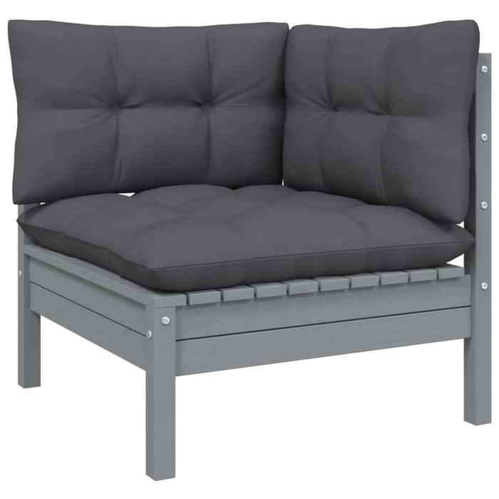 3 Piece Garden Lounge Set with Anthracite Cushions Pinewood
