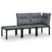 3 Piece Garden Lounge Set Black and Grey Poly Rattan Toniiab