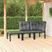 3 Piece Garden Lounge Set Black and Grey Poly Rattan Toniiab