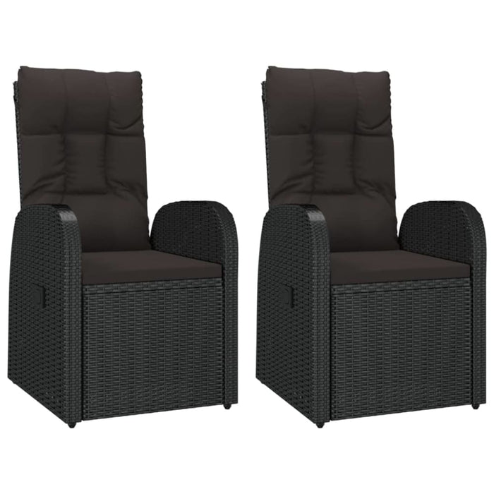 3 Piece Garden Lounge Set Black Poly Rattan&solid Wood