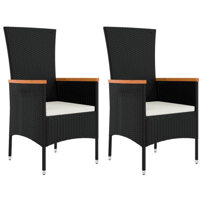 3 Piece Garden Lounge Set Black Poly Rattan&solid Wood