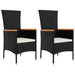 3 Piece Garden Lounge Set Black Poly Rattan&solid Wood