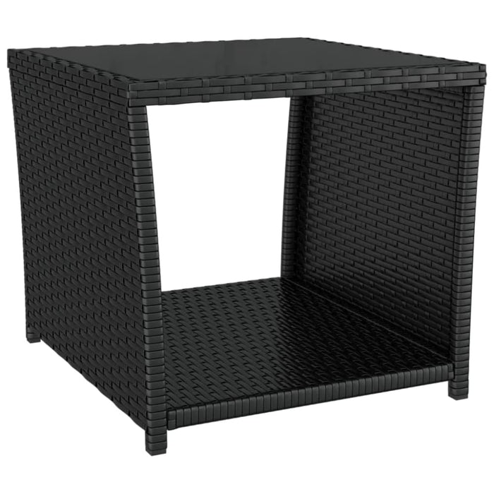 3 Piece Garden Lounge Set Black Poly Rattan&steel Topilpk