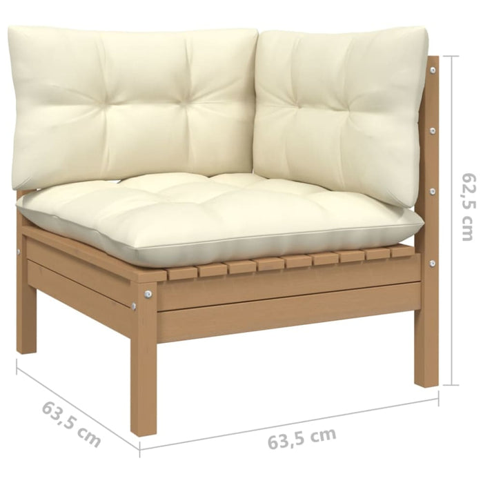 3 Piece Garden Lounge Set with Cream Cushions Solid