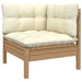 3 Piece Garden Lounge Set with Cream Cushions Solid