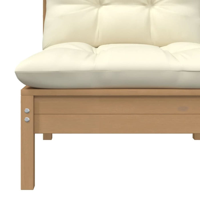 3 Piece Garden Lounge Set with Cream Cushions Solid