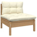 3 Piece Garden Lounge Set with Cream Cushions Solid