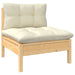 3 Piece Garden Lounge Set with Cream Cushions Solid Wood
