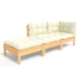 3 Piece Garden Lounge Set with Cream Cushions Solid Wood