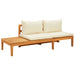 3 Piece Garden Lounge Set with Cream White Cushions Acacia