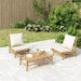 3 Piece Garden Lounge Set With Cream White Cushions Bamboo