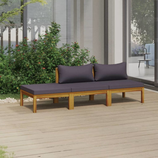 3 Piece Garden Lounge Set with Cushion Solid Acacia Wood