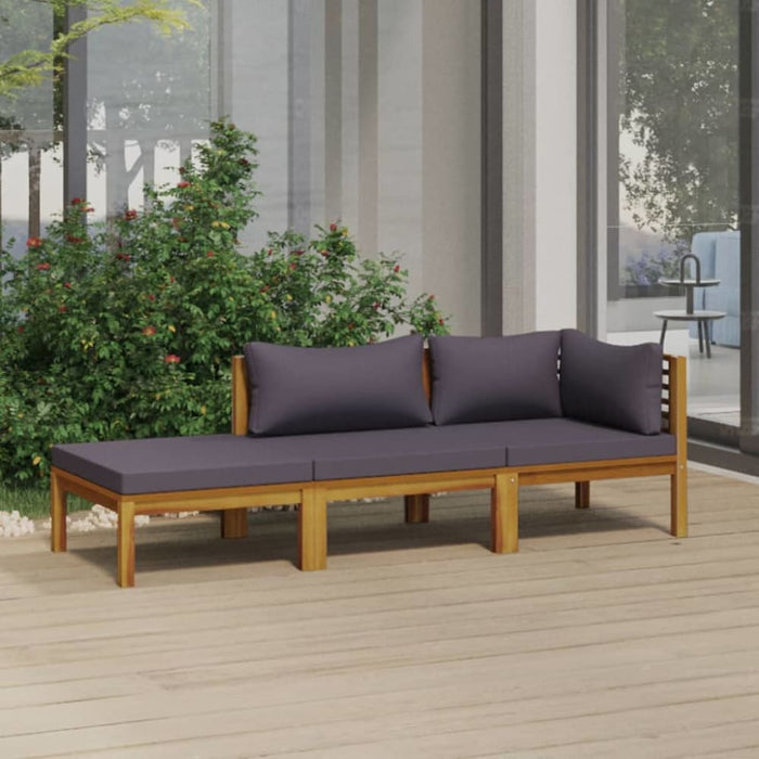 3 Piece Garden Lounge Set with Cushion Solid Acacia Wood