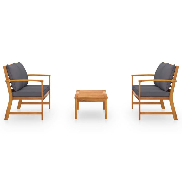 3 Piece Garden Lounge Set with Cushion Solid Acacia Wood