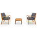 3 Piece Garden Lounge Set with Cushion Solid Acacia Wood