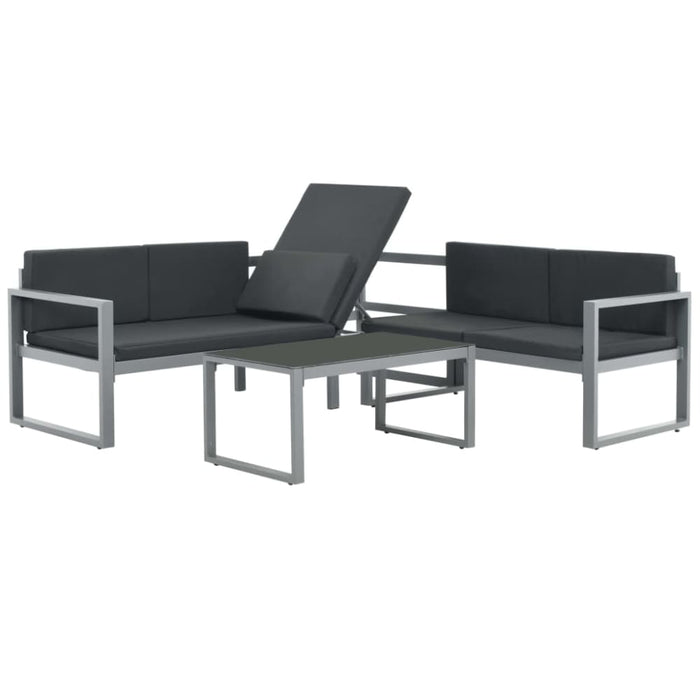 3 Piece Garden Lounge Set with Cushions Aluminium Black