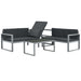 3 Piece Garden Lounge Set with Cushions Aluminium Black