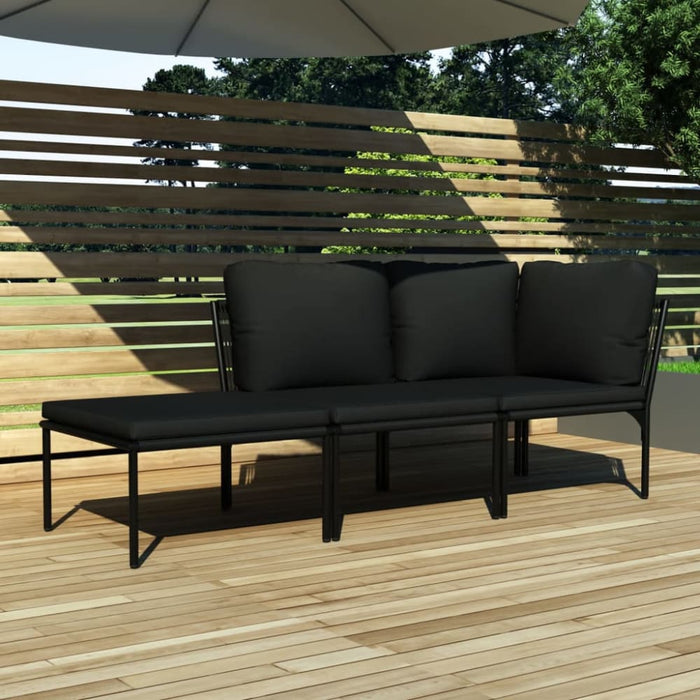 3 Piece Garden Lounge Set With Cushions Black Pvc Anpka