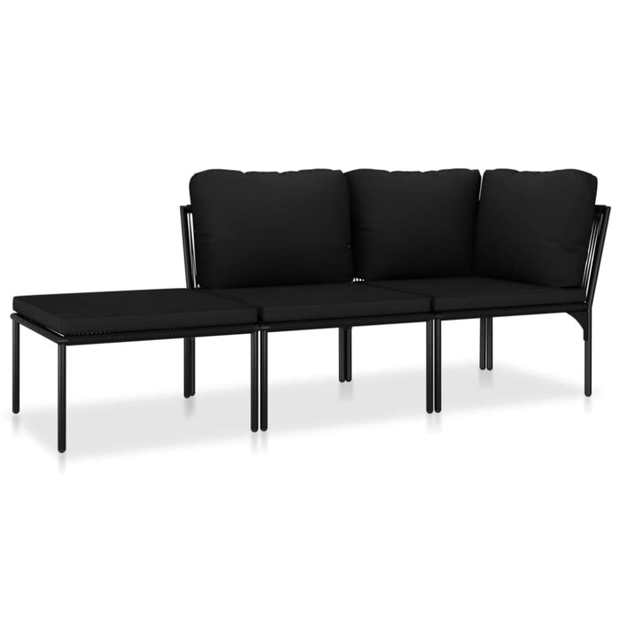 3 Piece Garden Lounge Set with Cushions Black Pvc Anpka