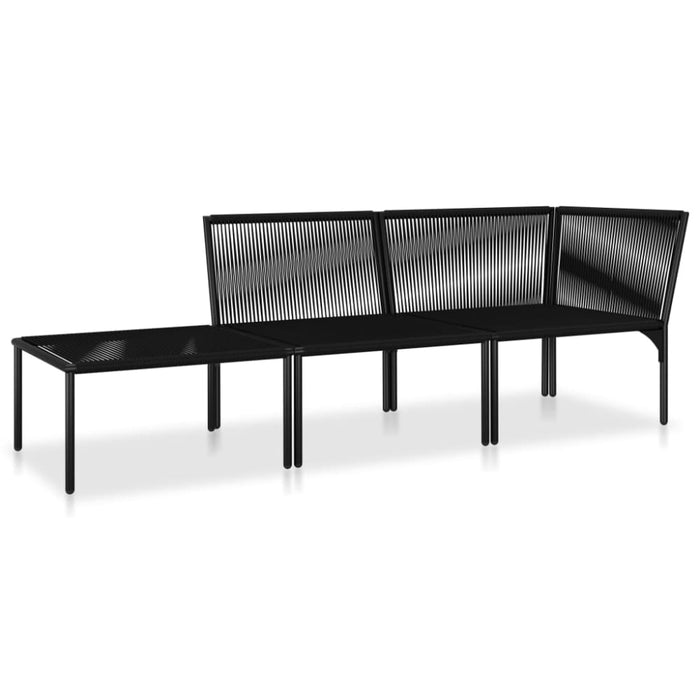 3 Piece Garden Lounge Set with Cushions Black Pvc Anpka