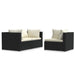 3 Piece Garden Lounge Set with Cushions Black Poly Rattan