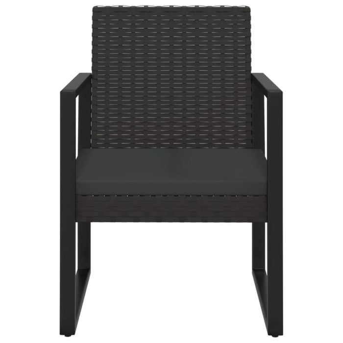 3 Piece Garden Lounge Set With Cushions Black Poly Rattan