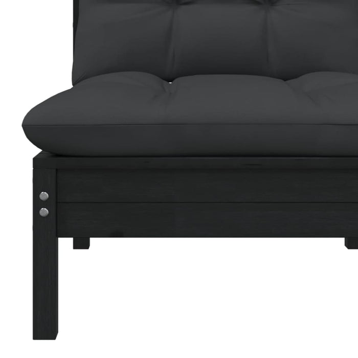 3 Piece Garden Lounge Set With Cushions Black Solid