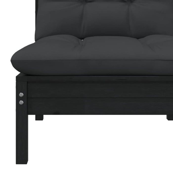 3 Piece Garden Lounge Set with Cushions Black Solid