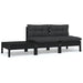 3 Piece Garden Lounge Set with Cushions Black Solid