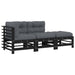 3 Piece Garden Lounge Set with Cushions Black Solid Wood